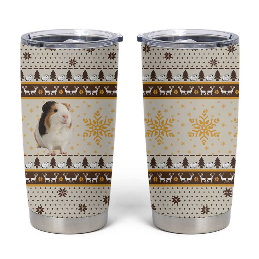 Guinea Pig Christmas Tumbler Cup with Snowflakes Trees and Reindeer Pattern - Wonder Print Shop