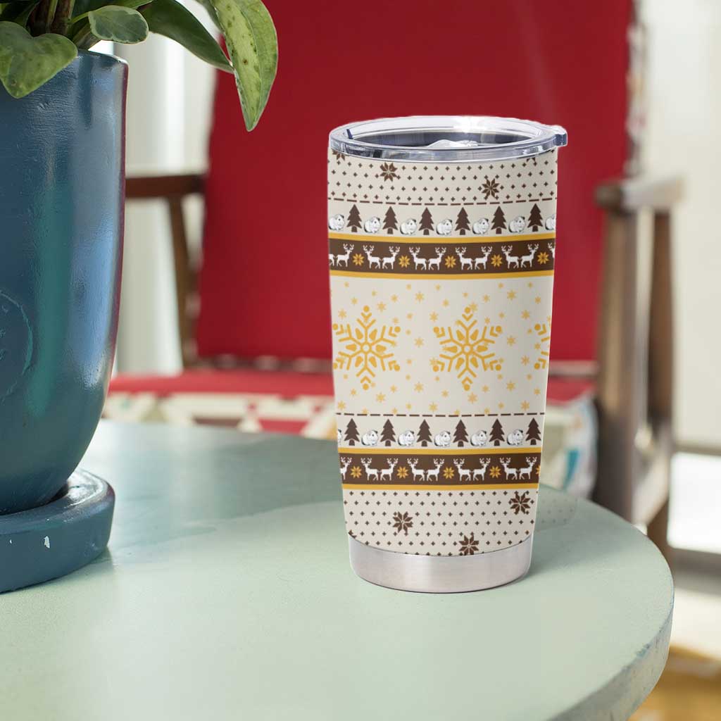 Guinea Pig Christmas Tumbler Cup with Snowflakes Trees and Reindeer Pattern - Wonder Print Shop