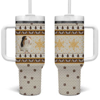 Guinea Pig Christmas Tumbler With Handle with Snowflakes Trees and Reindeer Pattern - Wonder Print Shop