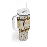 Guinea Pig Christmas Tumbler With Handle with Snowflakes Trees and Reindeer Pattern - Wonder Print Shop