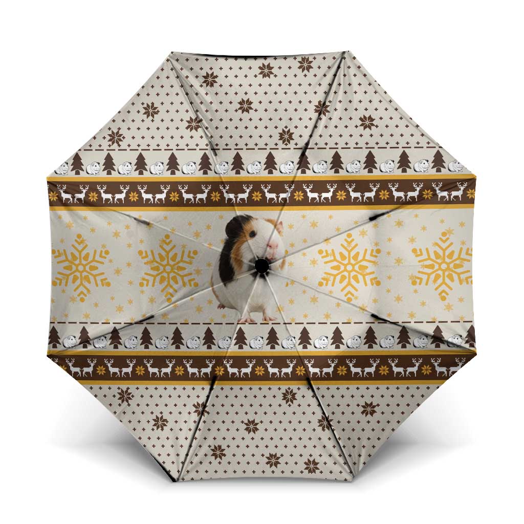 Guinea Pig Christmas Umbrella with Snowflakes Trees and Reindeer Pattern - Wonder Print Shop