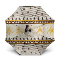 Guinea Pig Christmas Umbrella with Snowflakes Trees and Reindeer Pattern - Wonder Print Shop