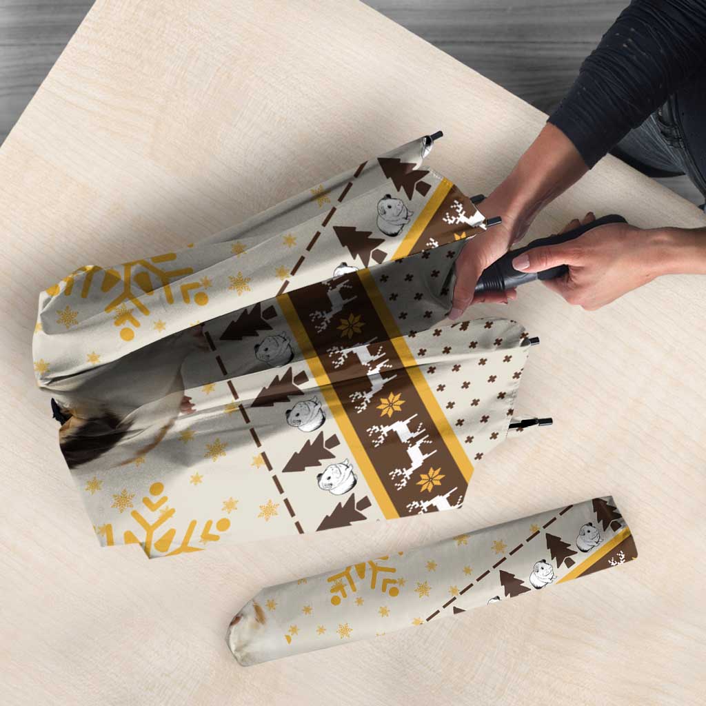 Guinea Pig Christmas Umbrella with Snowflakes Trees and Reindeer Pattern - Wonder Print Shop