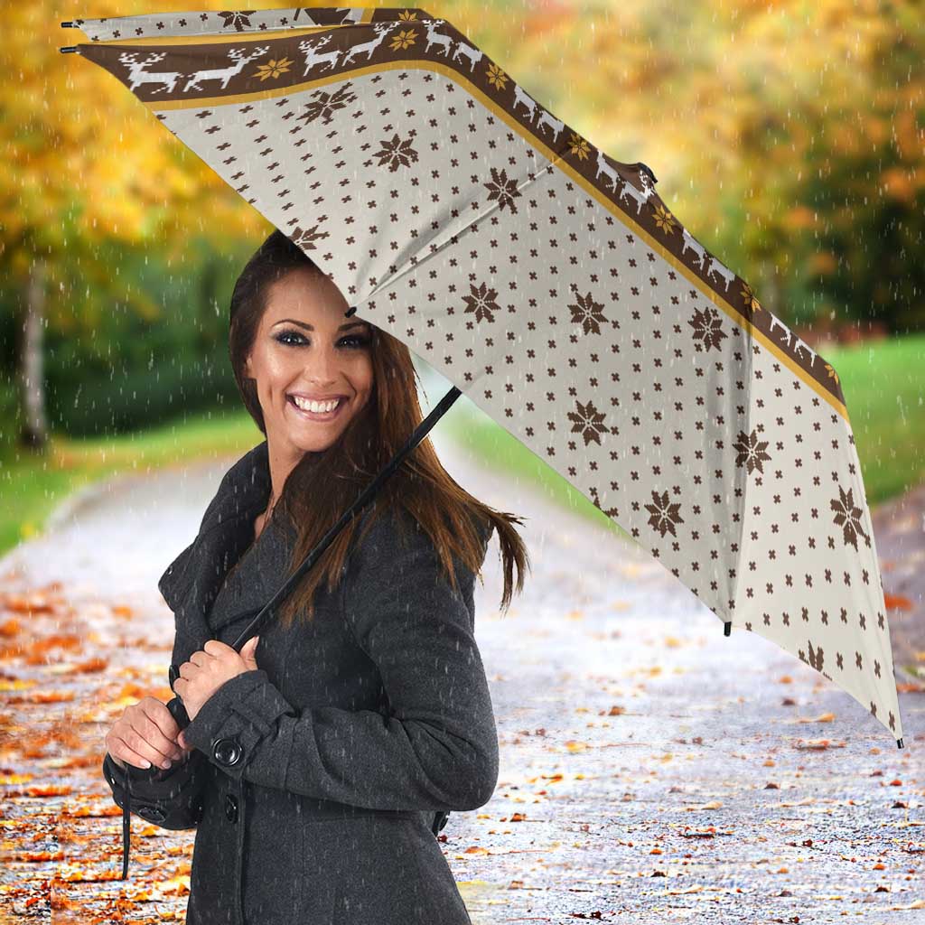 Guinea Pig Christmas Umbrella with Snowflakes Trees and Reindeer Pattern - Wonder Print Shop
