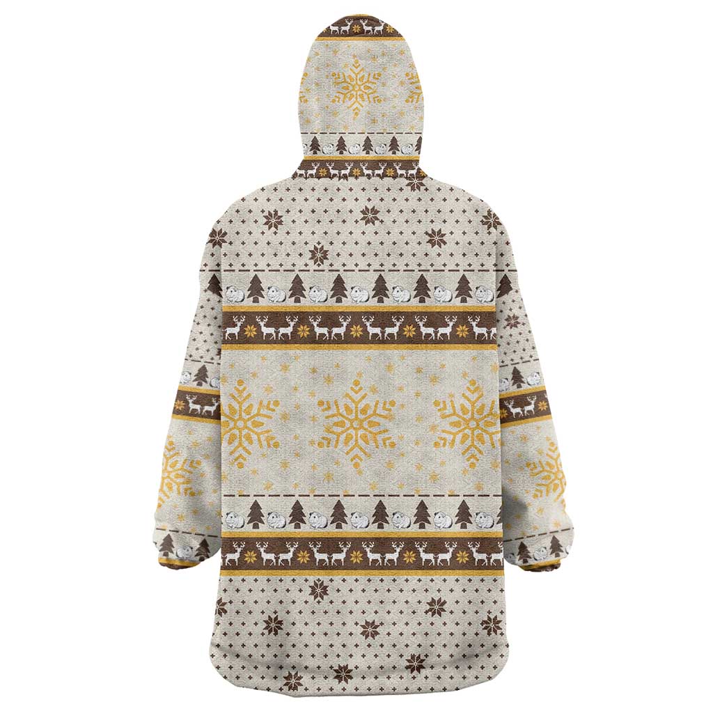 Guinea Pig Christmas Wearable Blanket Hoodie with Snowflakes Trees and Reindeer Pattern - Wonder Print Shop