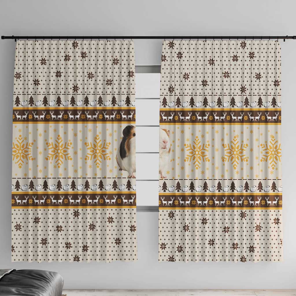 Guinea Pig Christmas Window Curtain with Snowflakes Trees and Reindeer Pattern - Wonder Print Shop