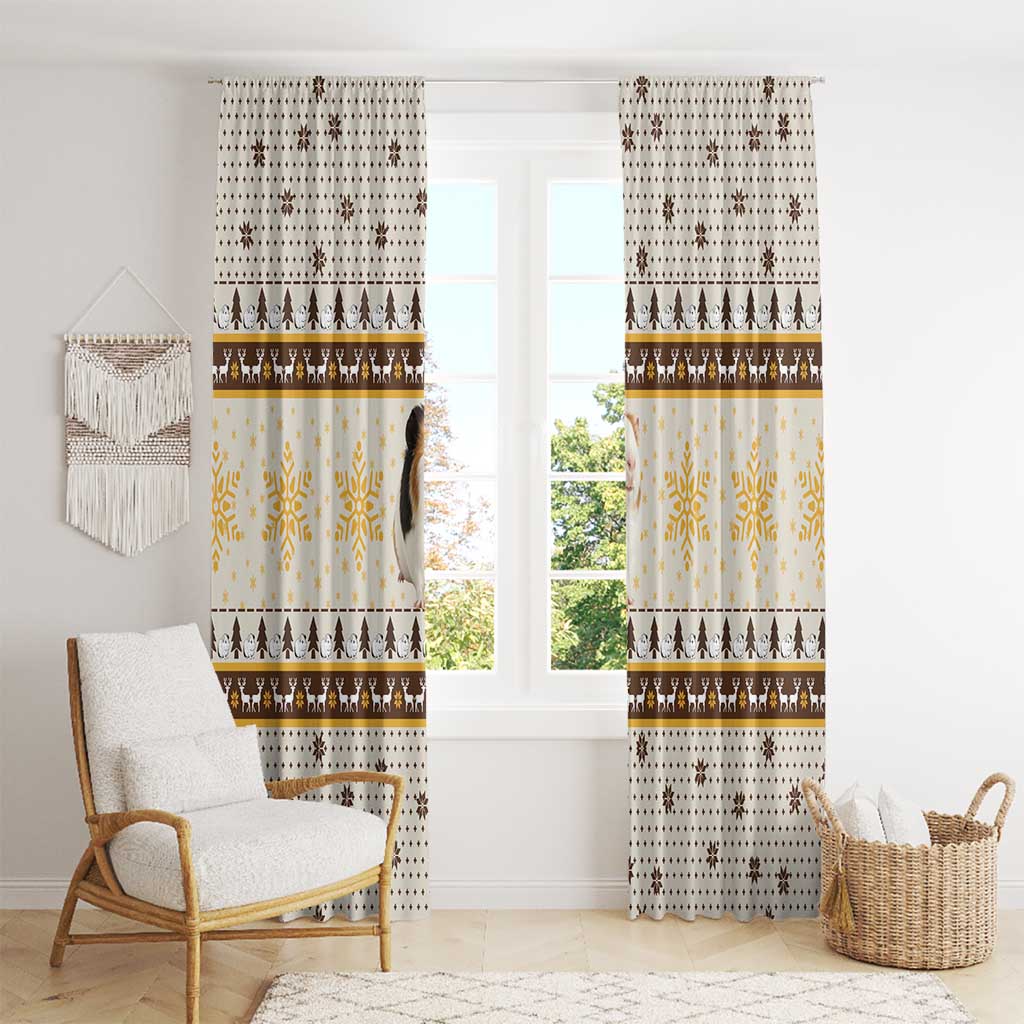 Guinea Pig Christmas Window Curtain with Snowflakes Trees and Reindeer Pattern - Wonder Print Shop