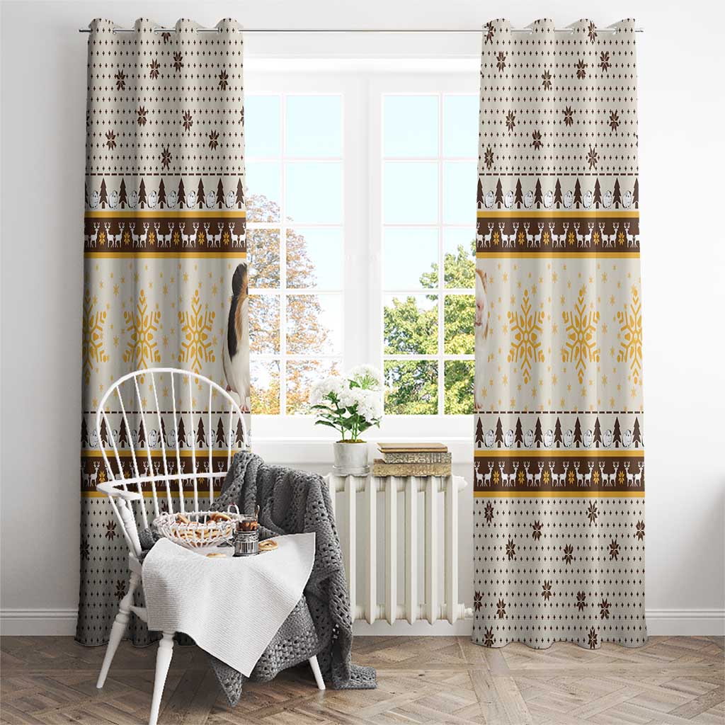 Guinea Pig Christmas Window Curtain with Snowflakes Trees and Reindeer Pattern - Wonder Print Shop