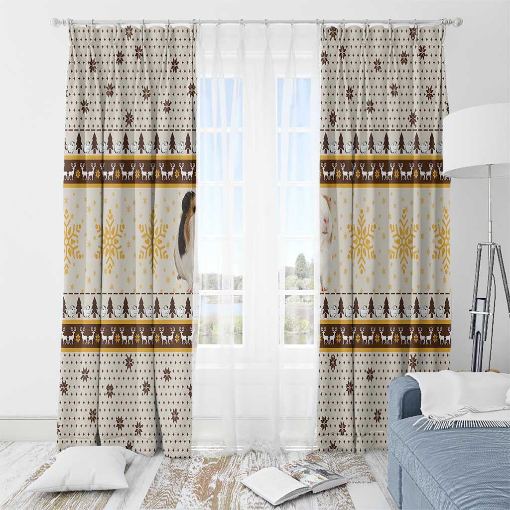Guinea Pig Christmas Window Curtain with Snowflakes Trees and Reindeer Pattern - Wonder Print Shop