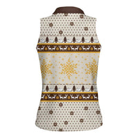 Guinea Pig Christmas Women Sleeveless Polo Shirt with Snowflakes Trees and Reindeer Pattern - Wonder Print Shop