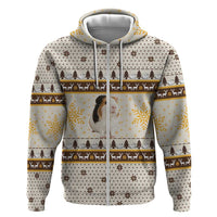 Guinea Pig Christmas Zip Hoodie with Snowflakes Trees and Reindeer Pattern - Wonder Print Shop