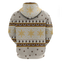 Guinea Pig Christmas Zip Hoodie with Snowflakes Trees and Reindeer Pattern - Wonder Print Shop