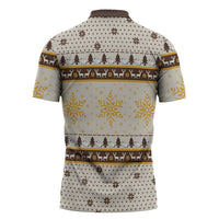 Guinea Pig Christmas Zipper Polo Shirt with Snowflakes Trees and Reindeer Pattern - Wonder Print Shop