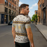 Guinea Pig Christmas Zipper Polo Shirt with Snowflakes Trees and Reindeer Pattern - Wonder Print Shop