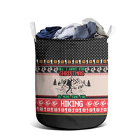 Hiking Christmas Laundry Basket with Mountains Trees and Winter Holiday Pattern - Wonder Print Shop