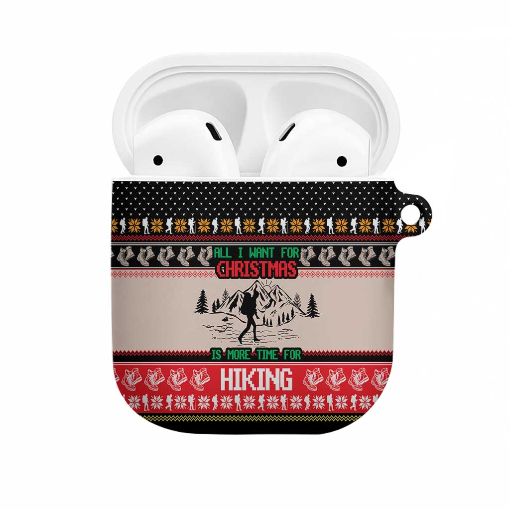 Hiking Christmas AirPods Case with Mountains Trees and Winter Holiday Pattern - Wonder Print Shop
