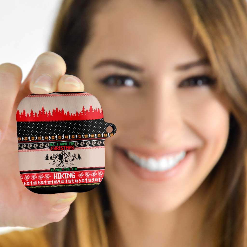 Hiking Christmas AirPods Case with Mountains Trees and Winter Holiday Pattern - Wonder Print Shop