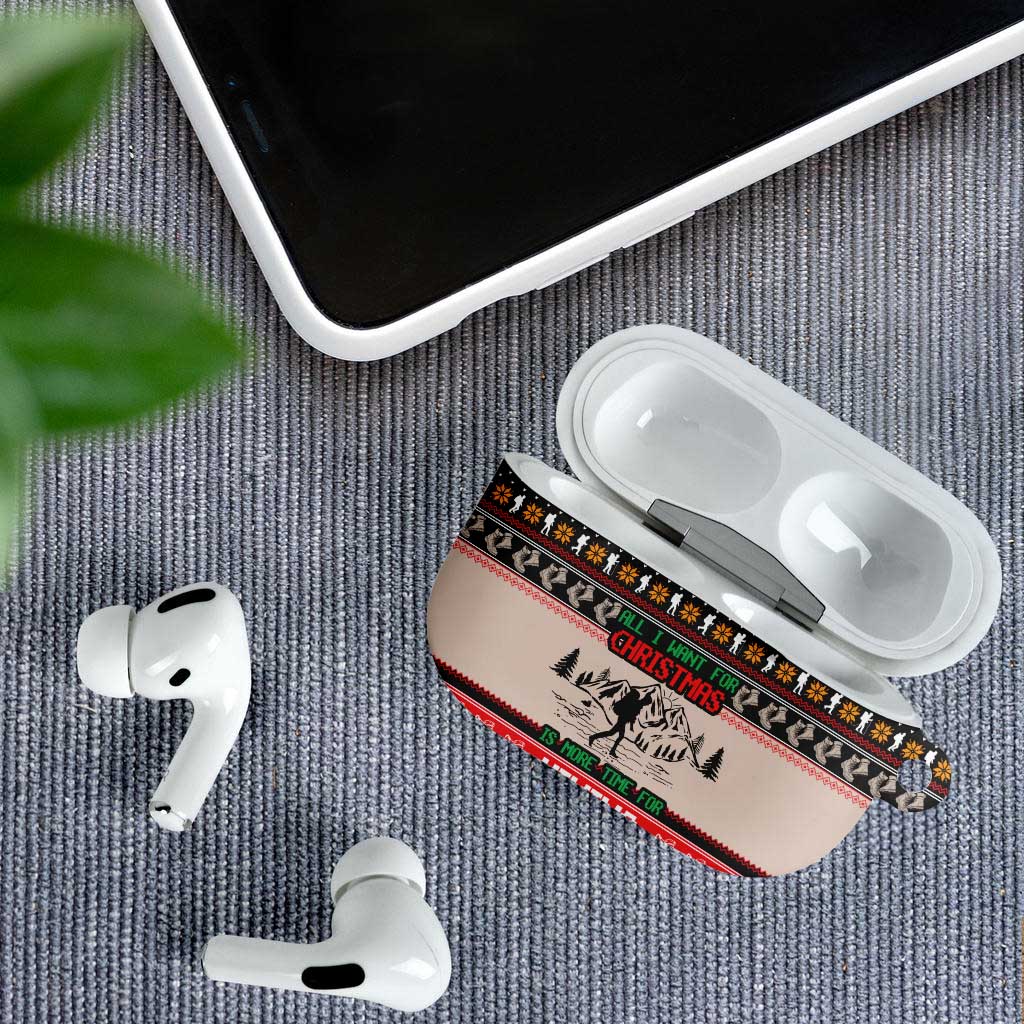 Hiking Christmas AirPods Case with Mountains Trees and Winter Holiday Pattern - Wonder Print Shop