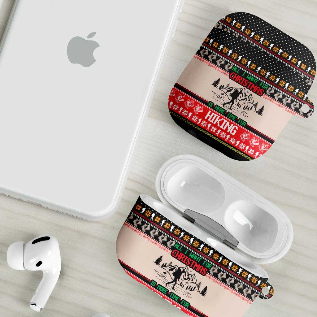 Hiking Christmas AirPods Case with Mountains Trees and Winter Holiday Pattern - Wonder Print Shop