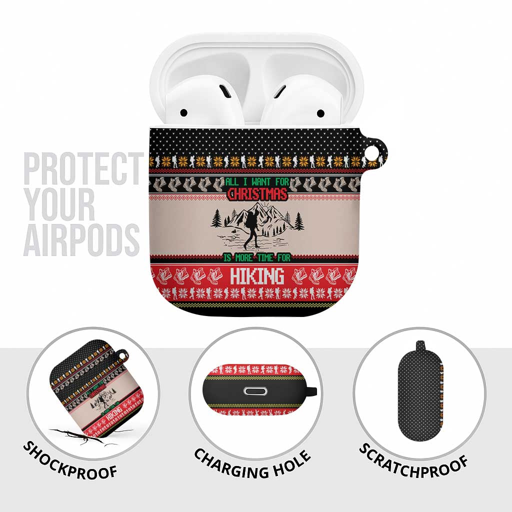 Hiking Christmas AirPods Case with Mountains Trees and Winter Holiday Pattern - Wonder Print Shop
