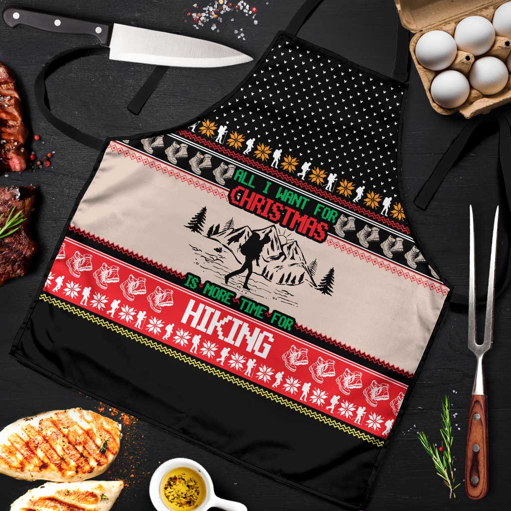Hiking Christmas Apron with Mountains Trees and Winter Holiday Pattern - Wonder Print Shop