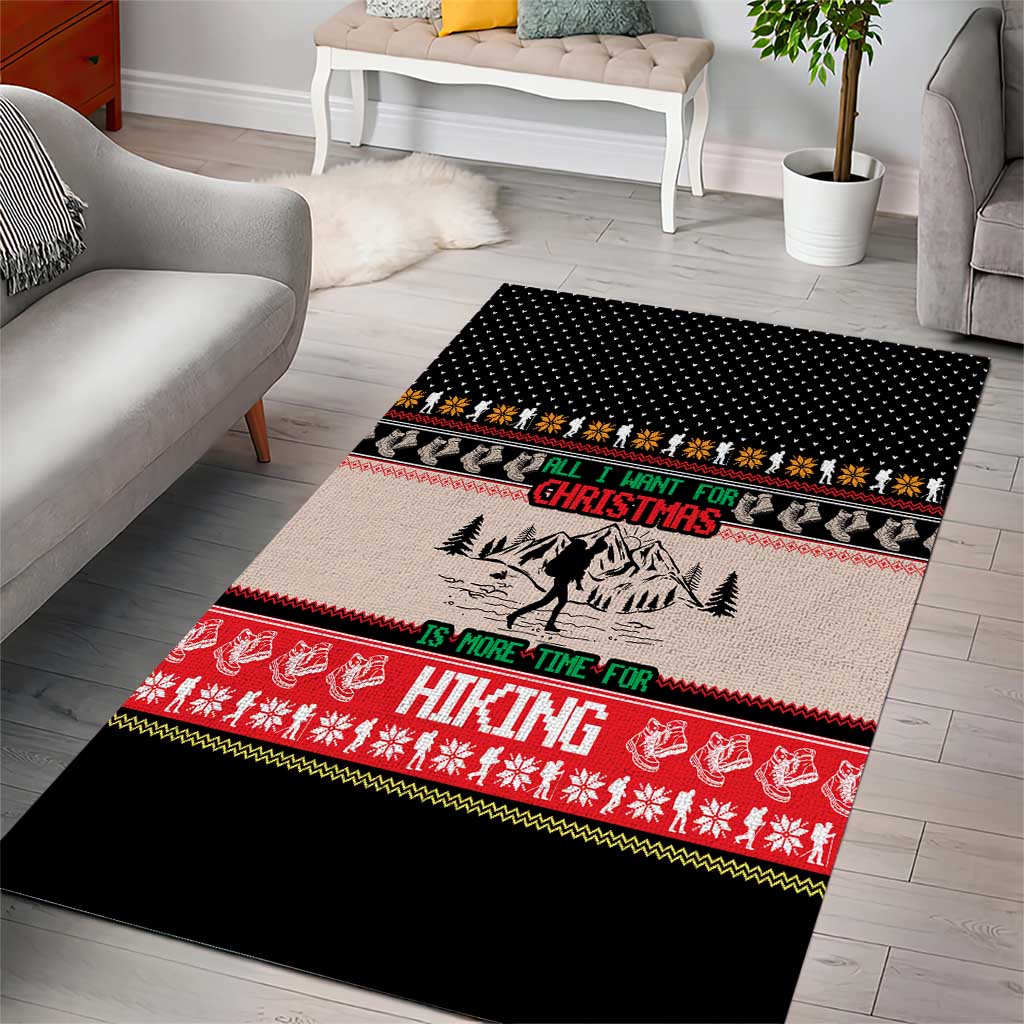 Hiking Christmas Area Rug with Mountains Trees and Winter Holiday Pattern - Wonder Print Shop