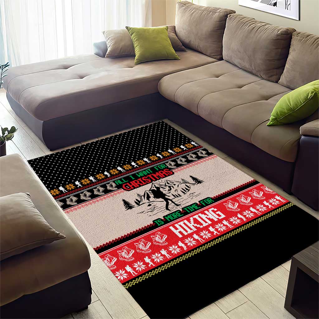 Hiking Christmas Area Rug with Mountains Trees and Winter Holiday Pattern - Wonder Print Shop