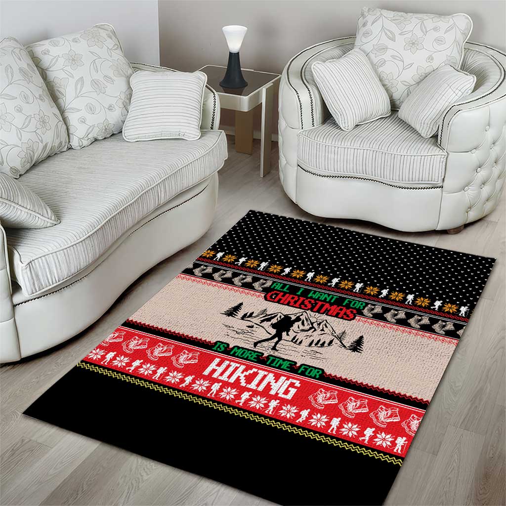 Hiking Christmas Area Rug with Mountains Trees and Winter Holiday Pattern - Wonder Print Shop