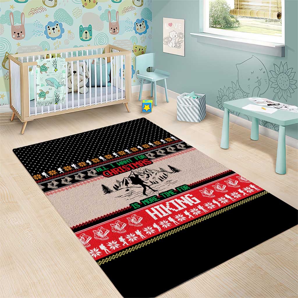 Hiking Christmas Area Rug with Mountains Trees and Winter Holiday Pattern - Wonder Print Shop