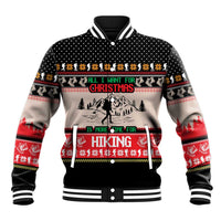Hiking Christmas Baseball Jacket with Mountains Trees and Winter Holiday Pattern - Wonder Print Shop