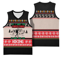 Hiking Christmas Basketball Jersey with Mountains Trees and Winter Holiday Pattern - Wonder Print Shop