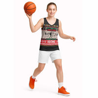 Hiking Christmas Basketball Jersey with Mountains Trees and Winter Holiday Pattern - Wonder Print Shop