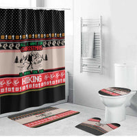 Hiking Christmas Bathroom Set with Mountains Trees and Winter Holiday Pattern - Wonder Print Shop