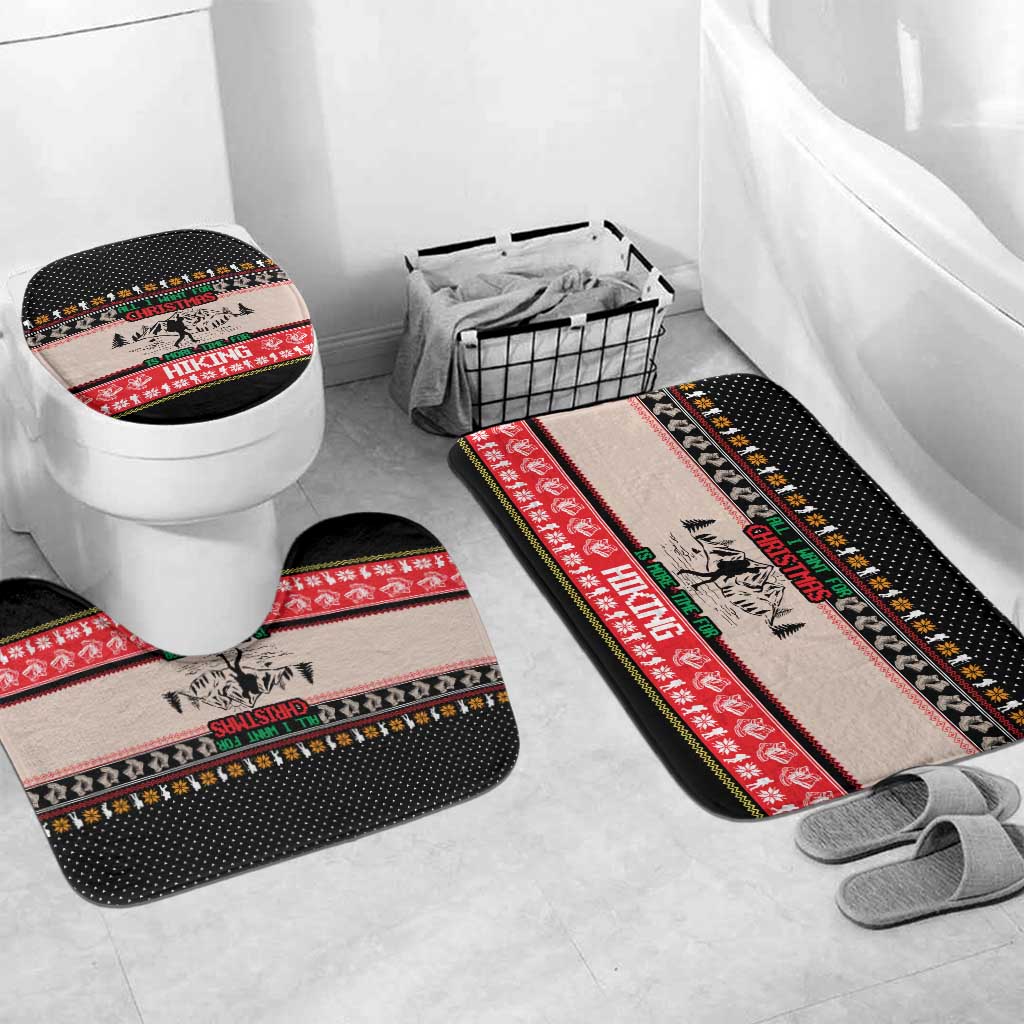 Hiking Christmas Bathroom Set with Mountains Trees and Winter Holiday Pattern - Wonder Print Shop