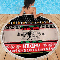 Hiking Christmas Beach Blanket with Mountains Trees and Winter Holiday Pattern - Wonder Print Shop