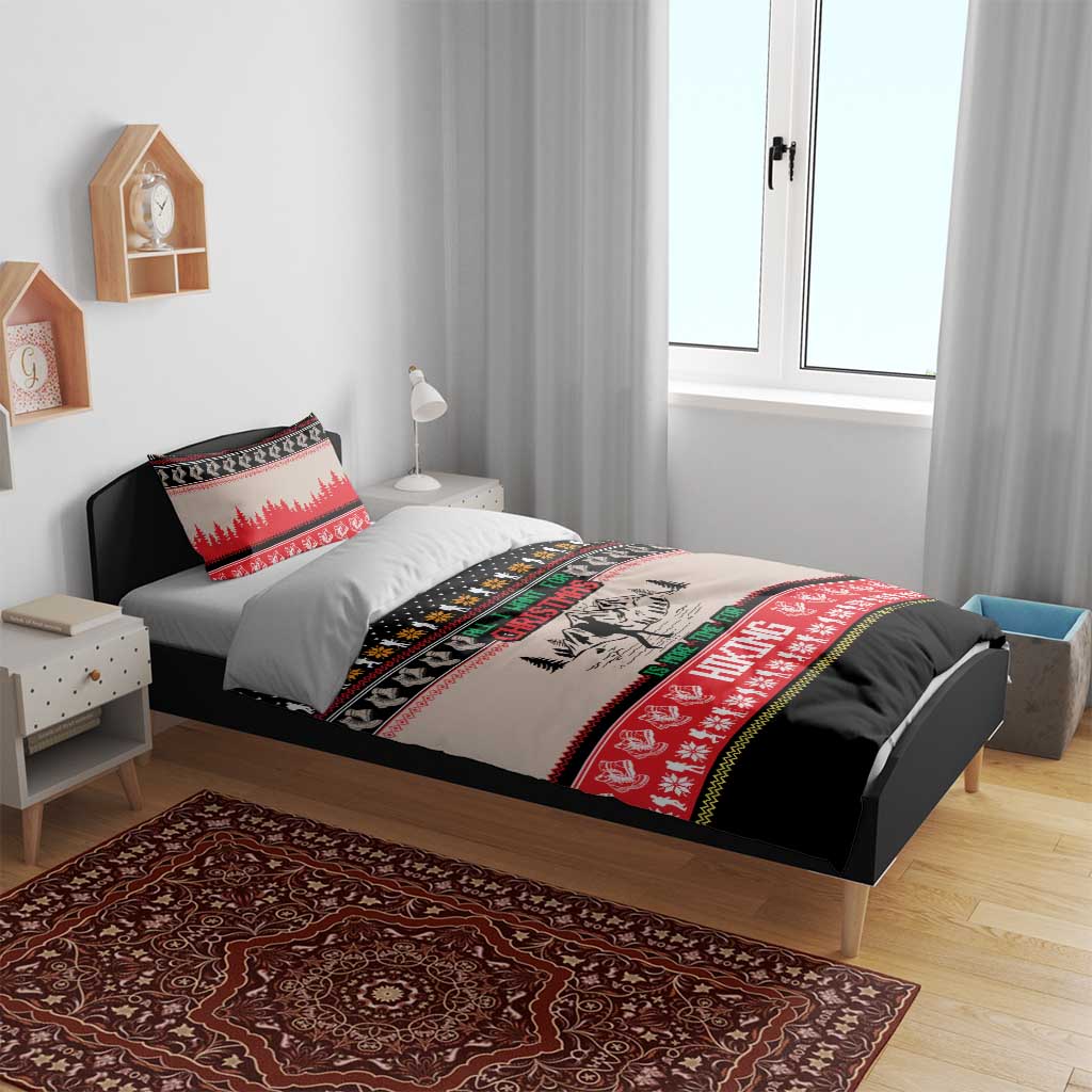 Hiking Christmas Bedding Set with Mountains Trees and Winter Holiday Pattern - Wonder Print Shop