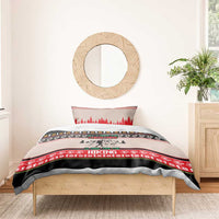 Hiking Christmas Bedding Set with Mountains Trees and Winter Holiday Pattern - Wonder Print Shop