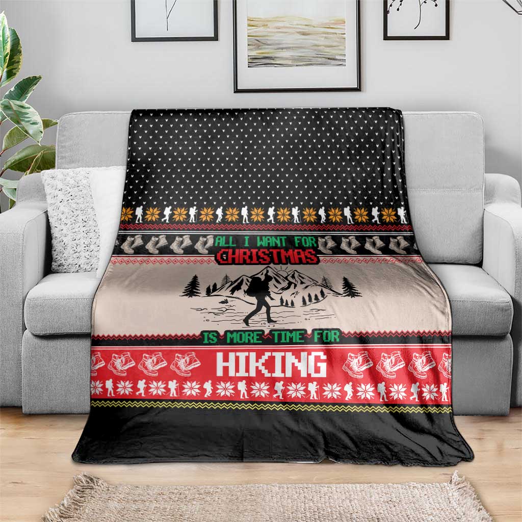 Hiking Christmas Blanket with Mountains Trees and Winter Holiday Pattern - Wonder Print Shop