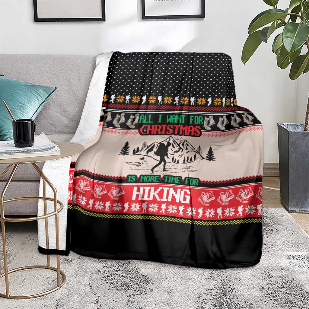 Hiking Christmas Blanket with Mountains Trees and Winter Holiday Pattern - Wonder Print Shop