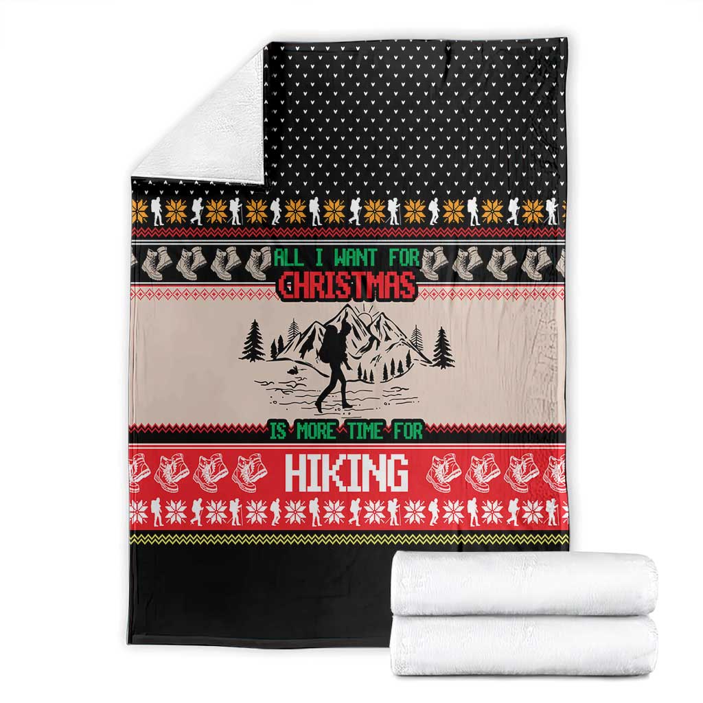 Hiking Christmas Blanket with Mountains Trees and Winter Holiday Pattern - Wonder Print Shop