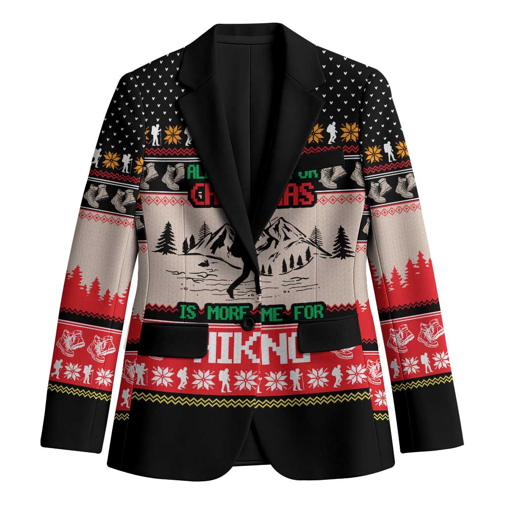 Hiking Christmas Blazer with Mountains Trees and Winter Holiday Pattern - Wonder Print Shop