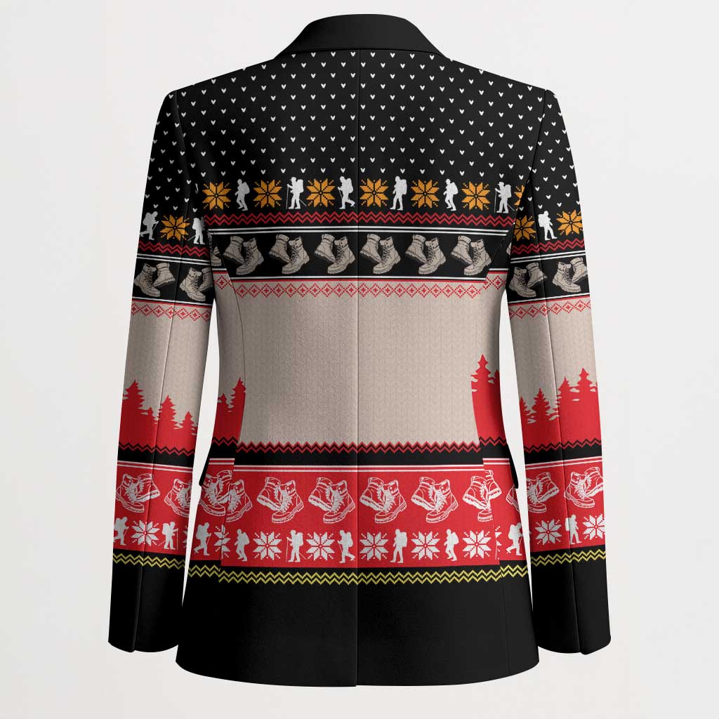 Hiking Christmas Blazer with Mountains Trees and Winter Holiday Pattern - Wonder Print Shop