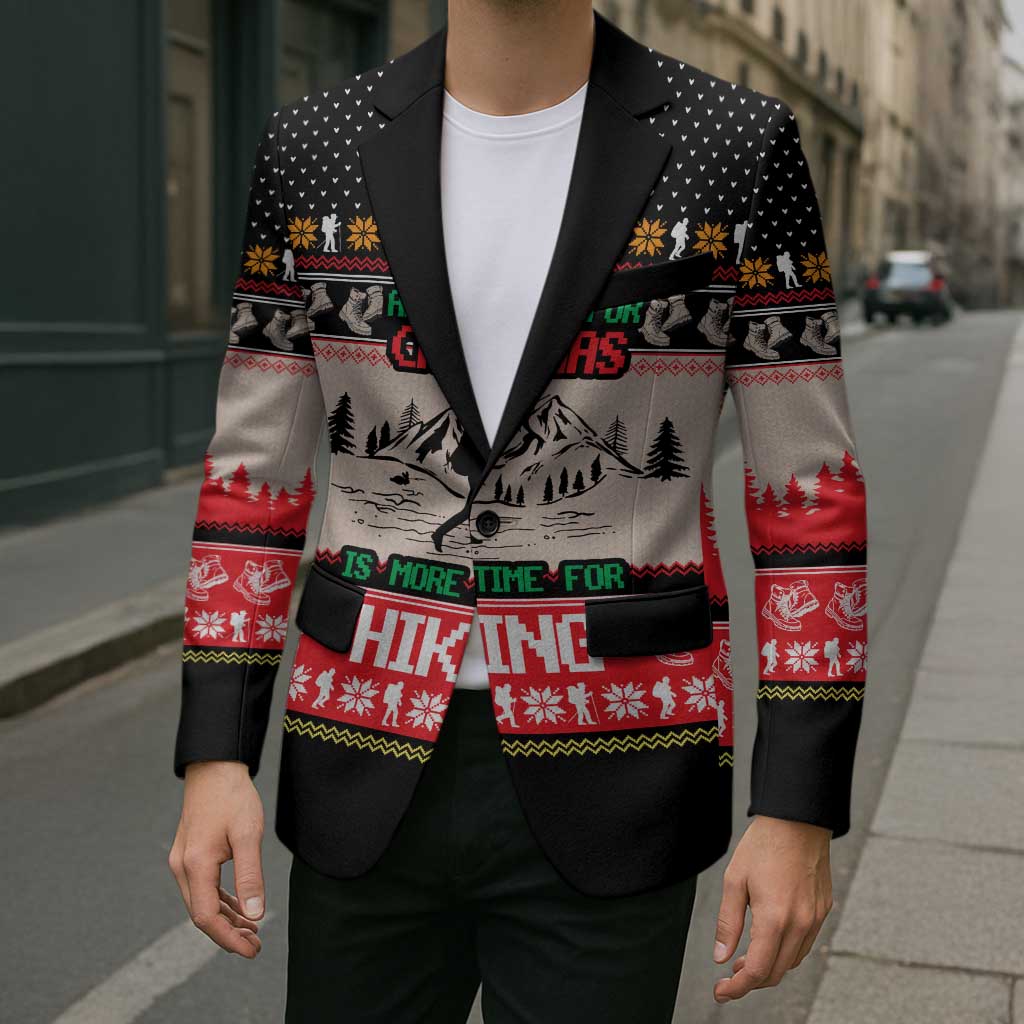Hiking Christmas Blazer with Mountains Trees and Winter Holiday Pattern - Wonder Print Shop