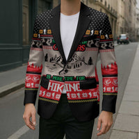 Hiking Christmas Blazer with Mountains Trees and Winter Holiday Pattern - Wonder Print Shop