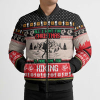 Hiking Christmas Bomber Puffer Jacket with Mountains Trees and Winter Holiday Pattern - Wonder Print Shop