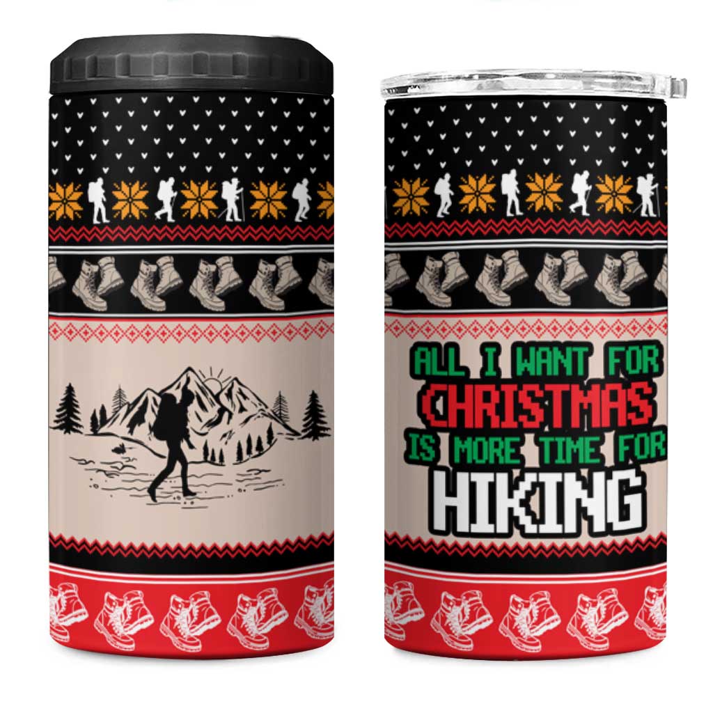 Hiking Christmas 4 in 1 Can Cooler Tumbler with Mountains Trees and Winter Holiday Pattern - Wonder Print Shop