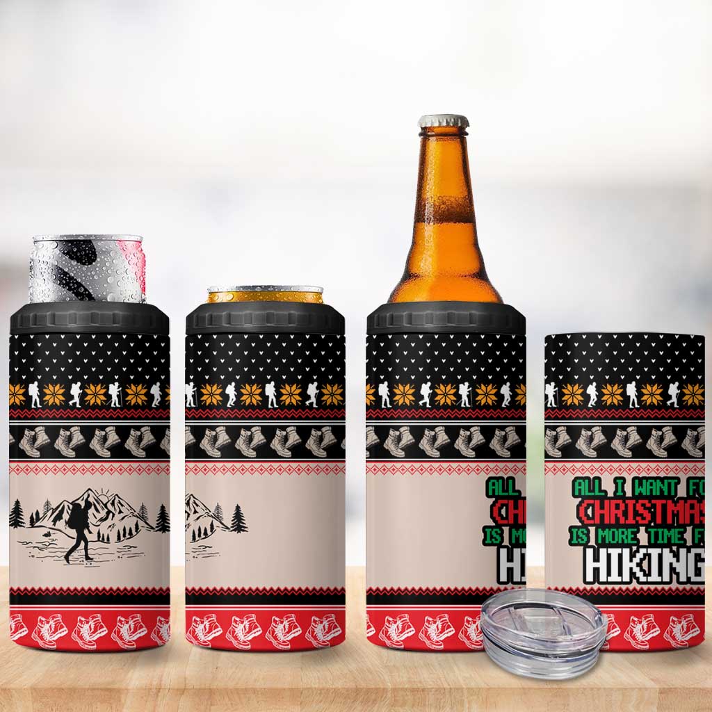 Hiking Christmas 4 in 1 Can Cooler Tumbler with Mountains Trees and Winter Holiday Pattern - Wonder Print Shop
