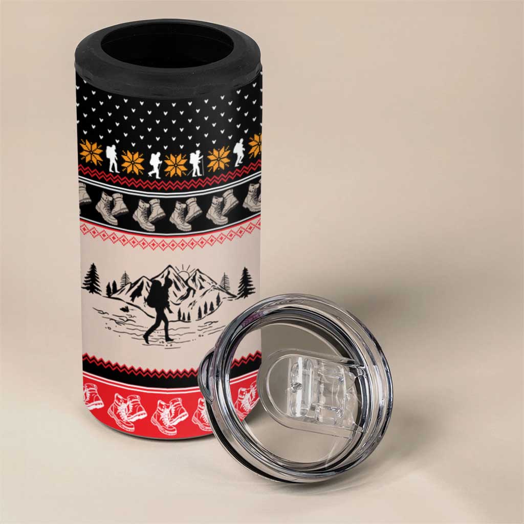 Hiking Christmas 4 in 1 Can Cooler Tumbler with Mountains Trees and Winter Holiday Pattern - Wonder Print Shop