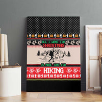 Hiking Christmas Canvas Wall Art with Mountains Trees and Winter Holiday Pattern - Wonder Print Shop