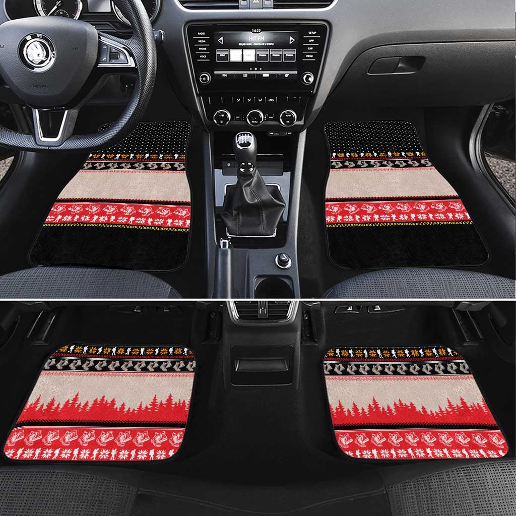 Hiking Christmas Car Mats with Mountains Trees and Winter Holiday Pattern - Wonder Print Shop